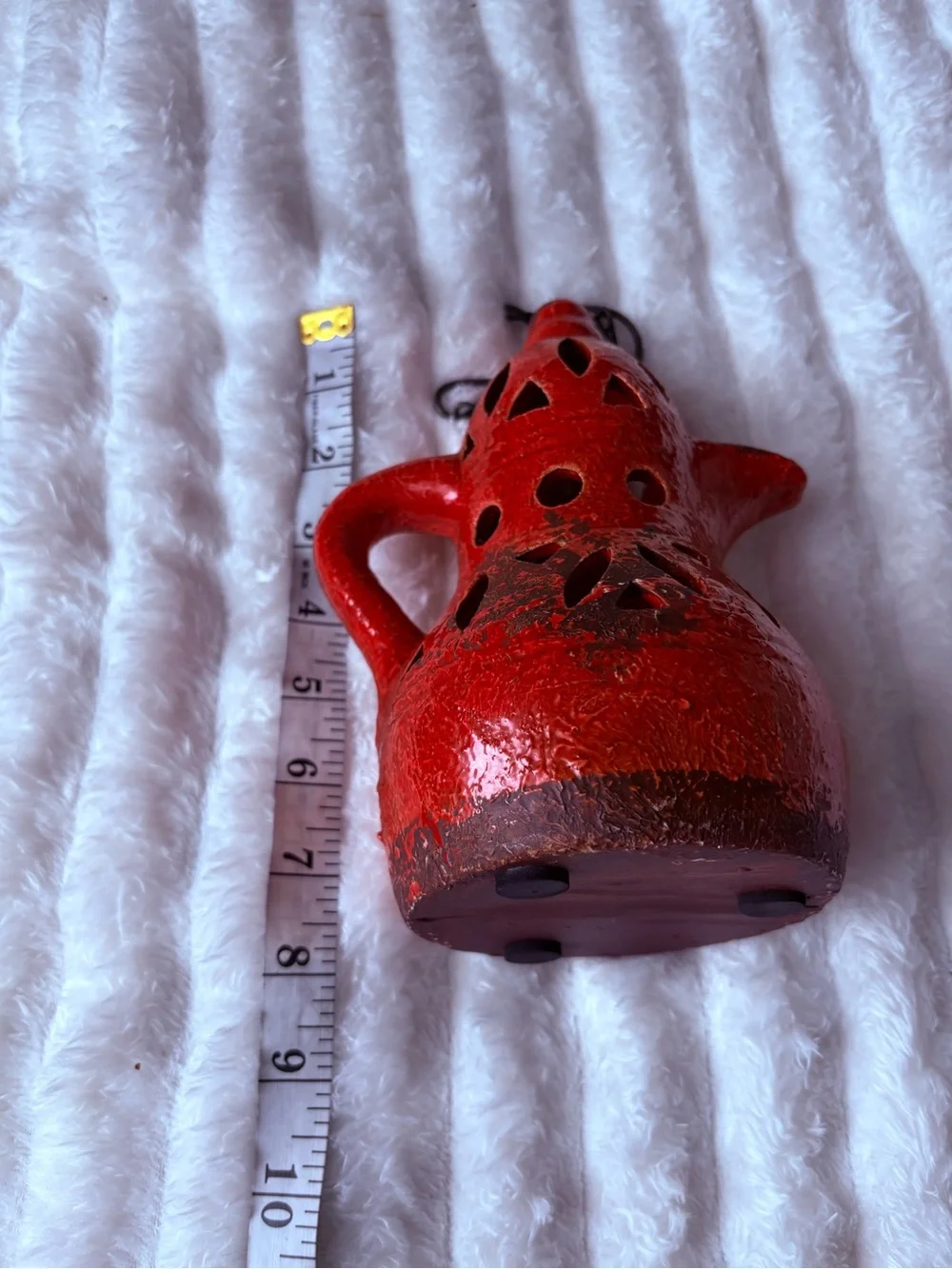 Rustic Red Pottery Lantern Candle Holder Hanging Tea Light Decor